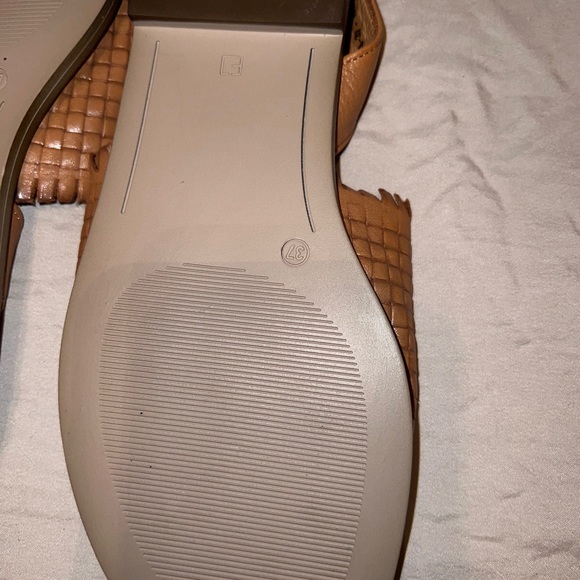 Spring Step Brown Leather Flats Slingback Toe cut out Sandals Size 37 - Picture 5 of 8